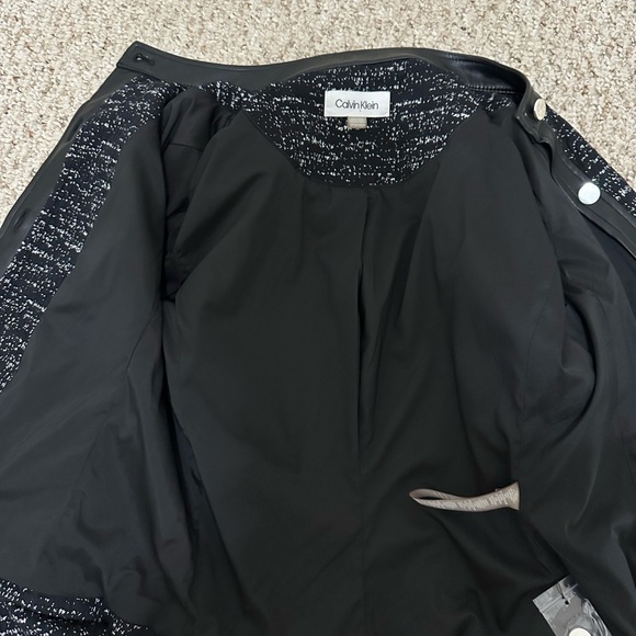 Calvin Klein Black Tweed Snap Button Black Lined Pockets Jacket P5027 - Picture 5 of 6